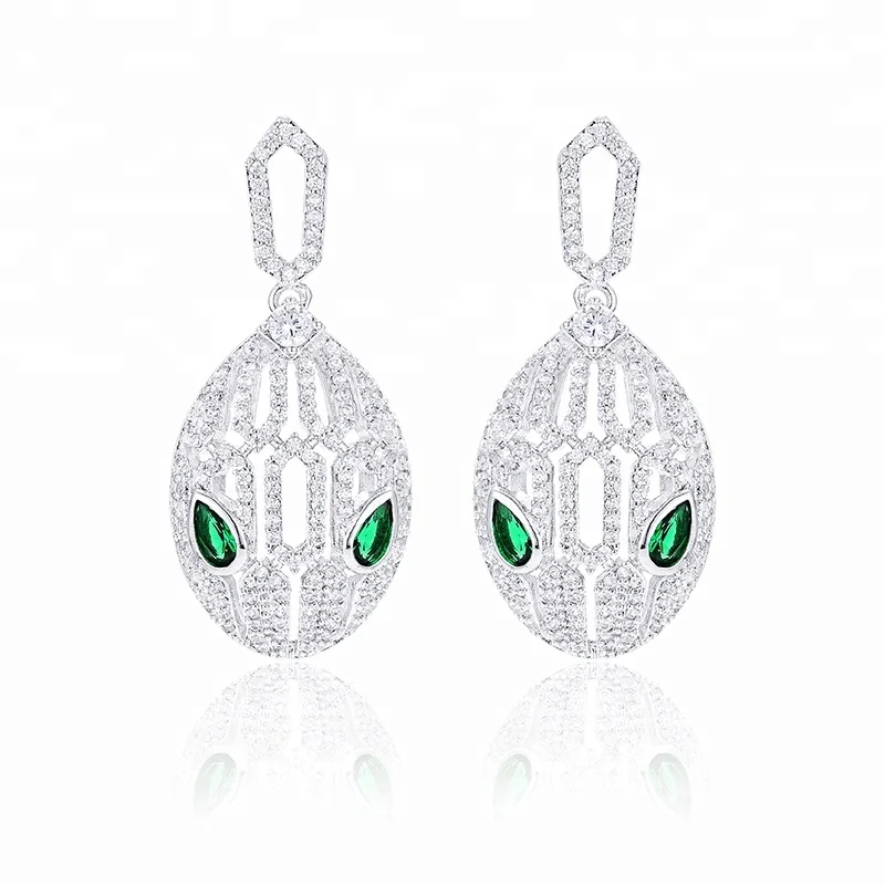 

Unique Mask Design Drop Earrings Rhodium Plated Copper Jewelry Micro Pave Zircon Earrings for Women, Silver