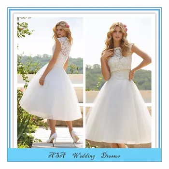 Ball Gown Free Jacket Lace Applique Bridal Dress Tea Length Bridal