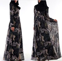 

fancy fashion black embroidered long maxi dress abaya dubai style for muslim women