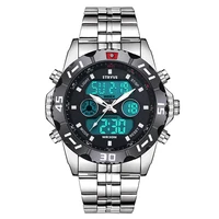 

STRYVE Brand 8011 Men Sport Watch Men 30M Waterproof Quartz Watches Stainless Steel Band Analog LED Digital Display Wristwatches