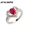 Wedding Created Ruby Ring Woman Heart Shape Mariage Bague Femme Argent 925 Ring Bague Rubis