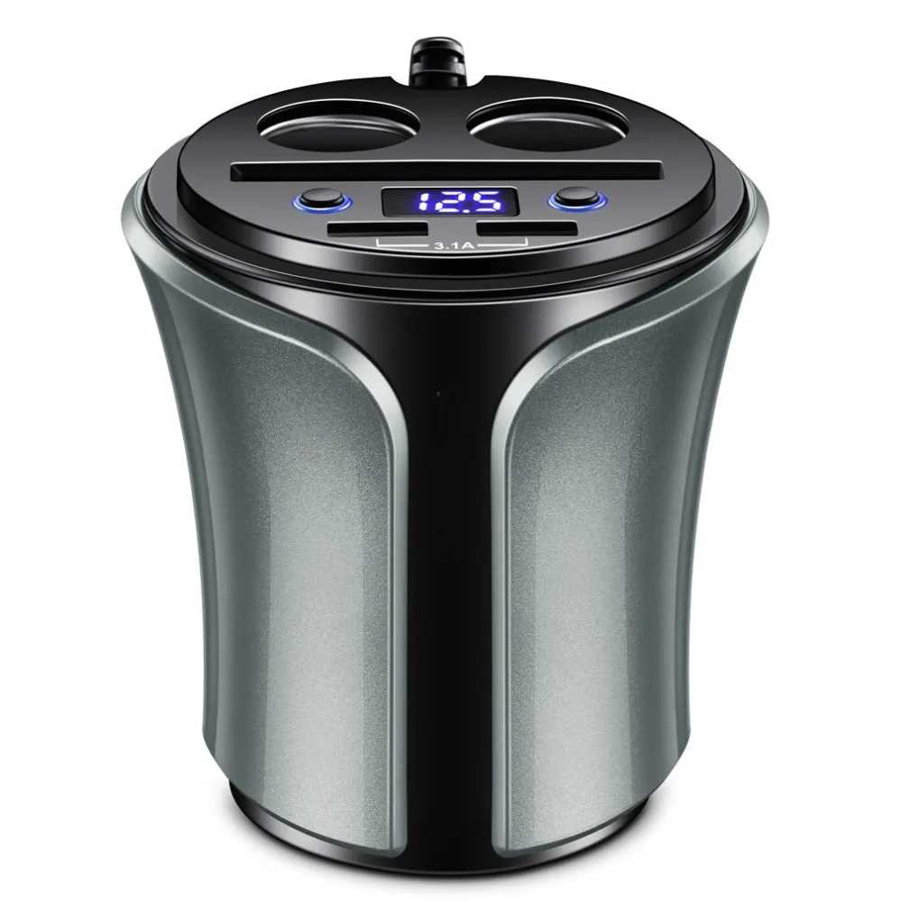 

Car fast charger with on off switch , cup shaped rohs car charger, Blue grey