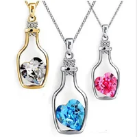 

Health quantum energy wishing bottle heart stainless steel pendant necklace