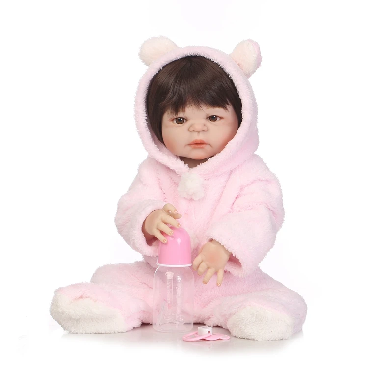 

New pink Reborn Baby Girl Doll 57cm Full Body Silicone Handmade Lifelike Child Doll gift toy