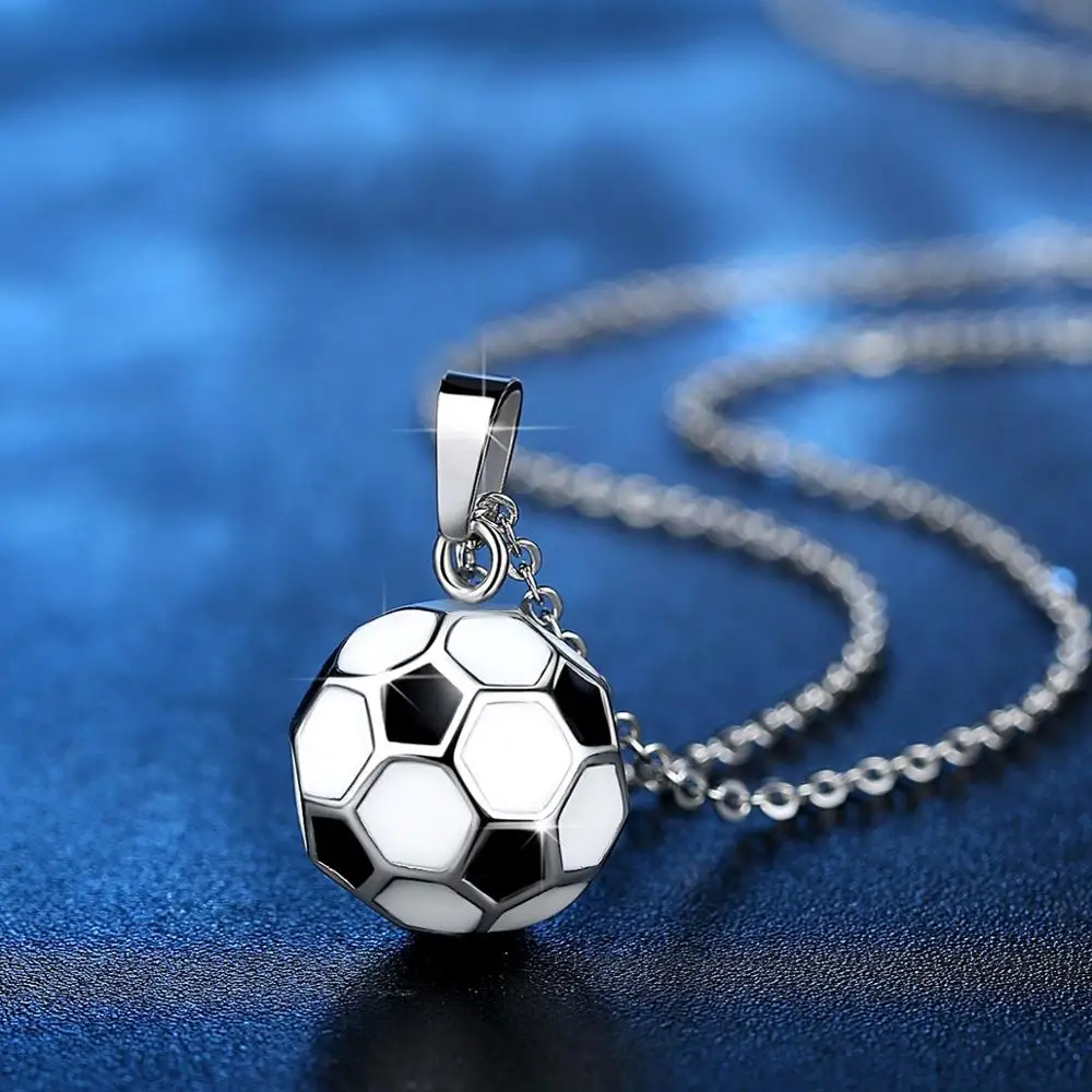 

Sporty necklace football Pendant With Chain Stainless Steel Soccer Necklace Gold Color Men/Women sport ball Jewelry P136