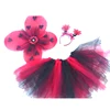 Red Ladybug wing,headpiece and silk tutu skirt children animal costumes set for party
