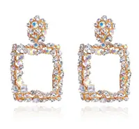 

Large Square Crystal Earrings For Women Big Earrings 2019 Rhinestone Drop Earing Luxury Geometric Fashion Jewelry