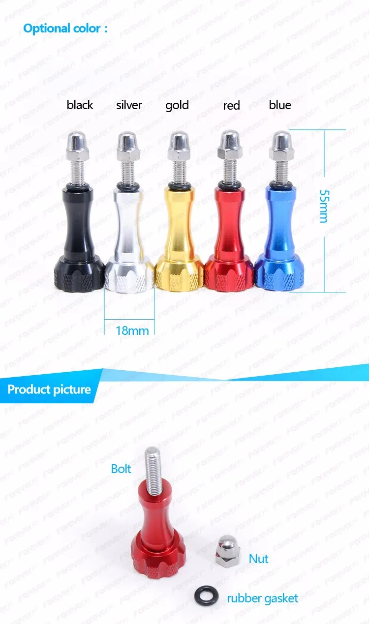 2016 Trending Products CNC Machining Aluminum Alloy Bolt Gopros Screw For Tripod Mount Adapter