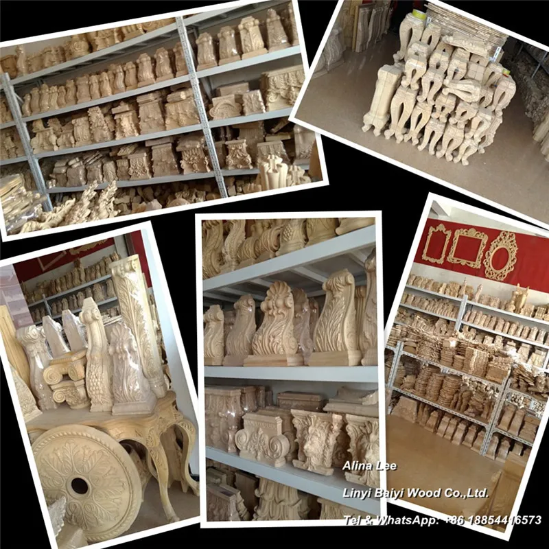 Decorative wood appliques and onlays hand carved rosette ornaments