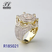 

Solid 925 Silver HipHop Rapper 3D STAR Diamond 14k Gold Plating Men's Ring Prong Setting Type Men's Gender Colored Stone Rings
