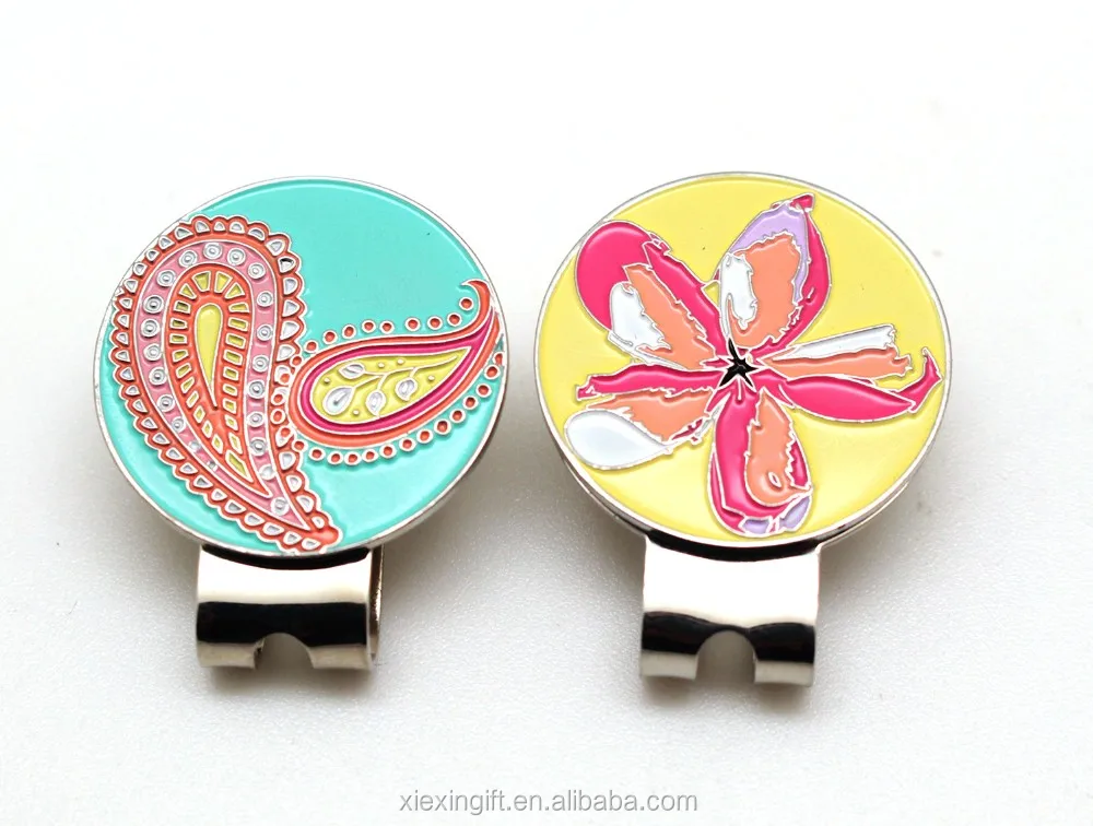 Custom magnetic golf hat clip with ball marker