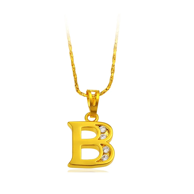 

xuping jewelry dubai gold pendant design zircon letter pendant necklace, 24k gold
