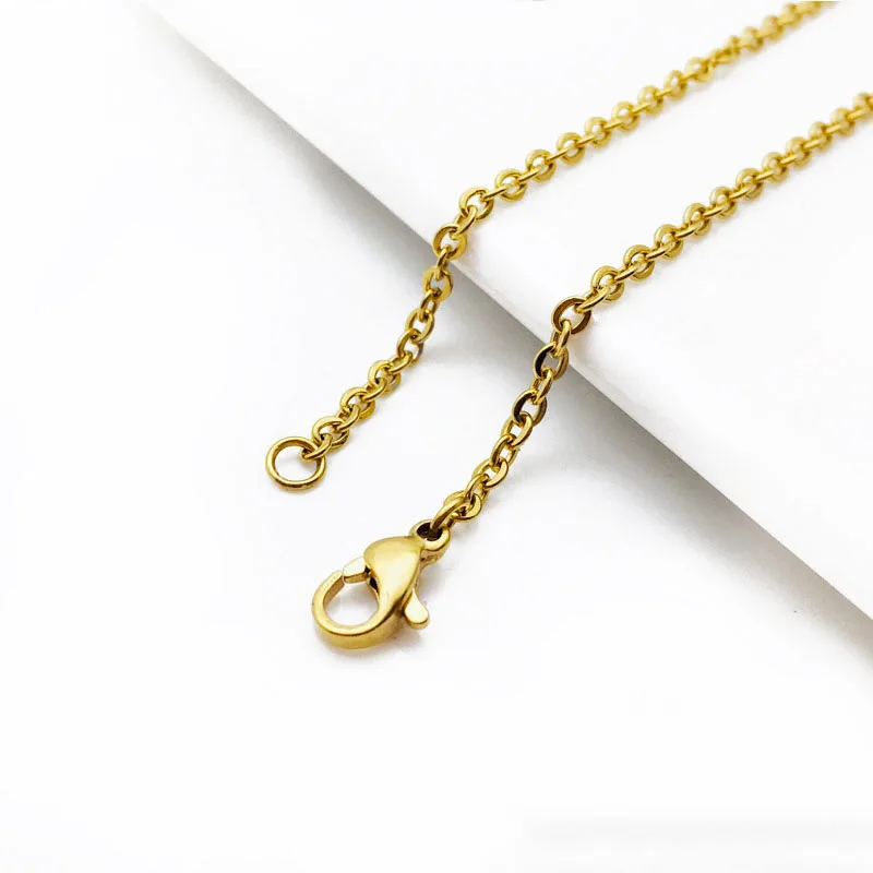 

BCL1163 do not fade stainless steel necklace chain ,2mm flat link gold chain, yellow gold plated dainty chain