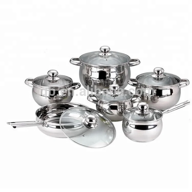 High quality 12pcs stainless steel cookware pot set