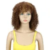 Heat resistant fiber Hand-Tied Swiss Lace Based Deep Part synthetic lace front medium length curly neat bang Wigs