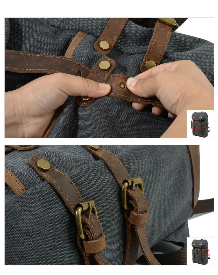 High quality wholesale retro unisex outdoor waxed canvas waterproof rucksack back pack bagpack bag 2018