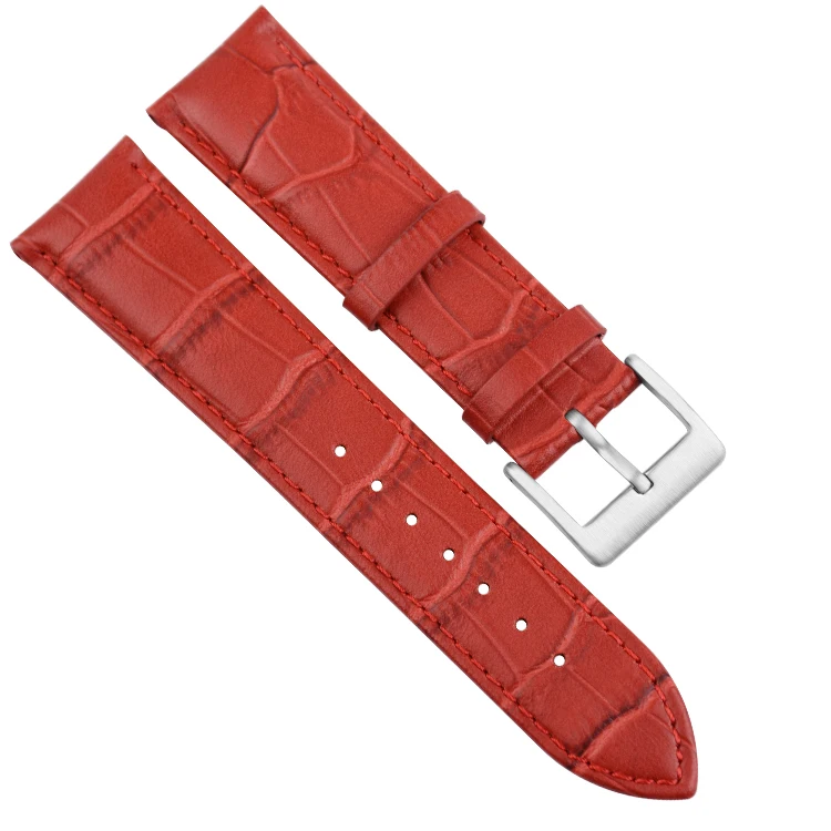 

Women Ladies Red Color Stainless Buckle Leather Watch Strap