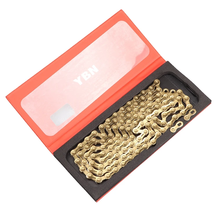 Gold 116 Links Half-Hollowed Bicycle Spare Parts MTB Road Bicycle 11 Speed Wholesale YBN Bike Chain
Gold 116 Links Half-Hollowed Bicycle Spare Parts MTB Road Bicycle 11 Speed Wholesale YBN Bike Chain