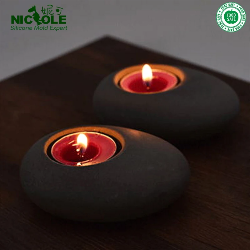 

Cobblestone Candlestick Flowerpot Silicone Molds Craft Cement Candle Holder Tool, Random