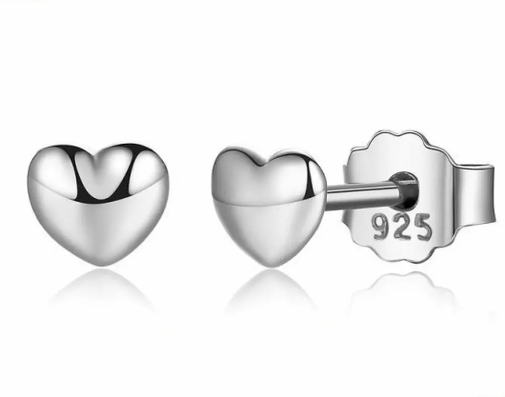 Fashion Jewelry 925 Sterling Silver Heart Shaped Fancy Stud Earring