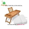 Bamboo Folding Multifunction Bathroom caddy with legs Reading Stand Tray
