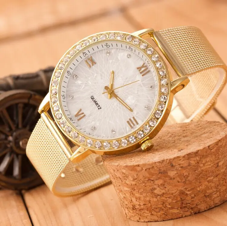 

Free Shipping Crystal Diamond Geneva Watches Women And Man Platinum MM004