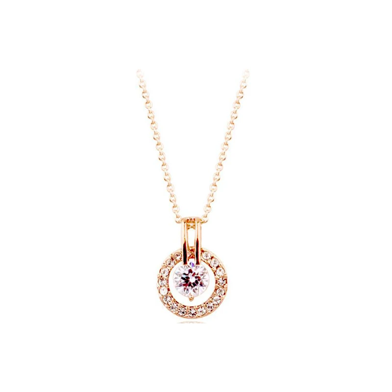 

76624 Dubai gold plated fashion inlay crystal pendant necklace women