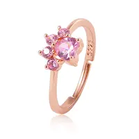 

Fashion Pink Heart-shaped Ring Opening Adjustable Pink Diamond Cute Cat Claw Ring Girl