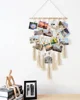 Photo Hanging Display Frames Macrame Wall Hanging Pictures Organizer Home and Wall Decor with 25 Wood Clips