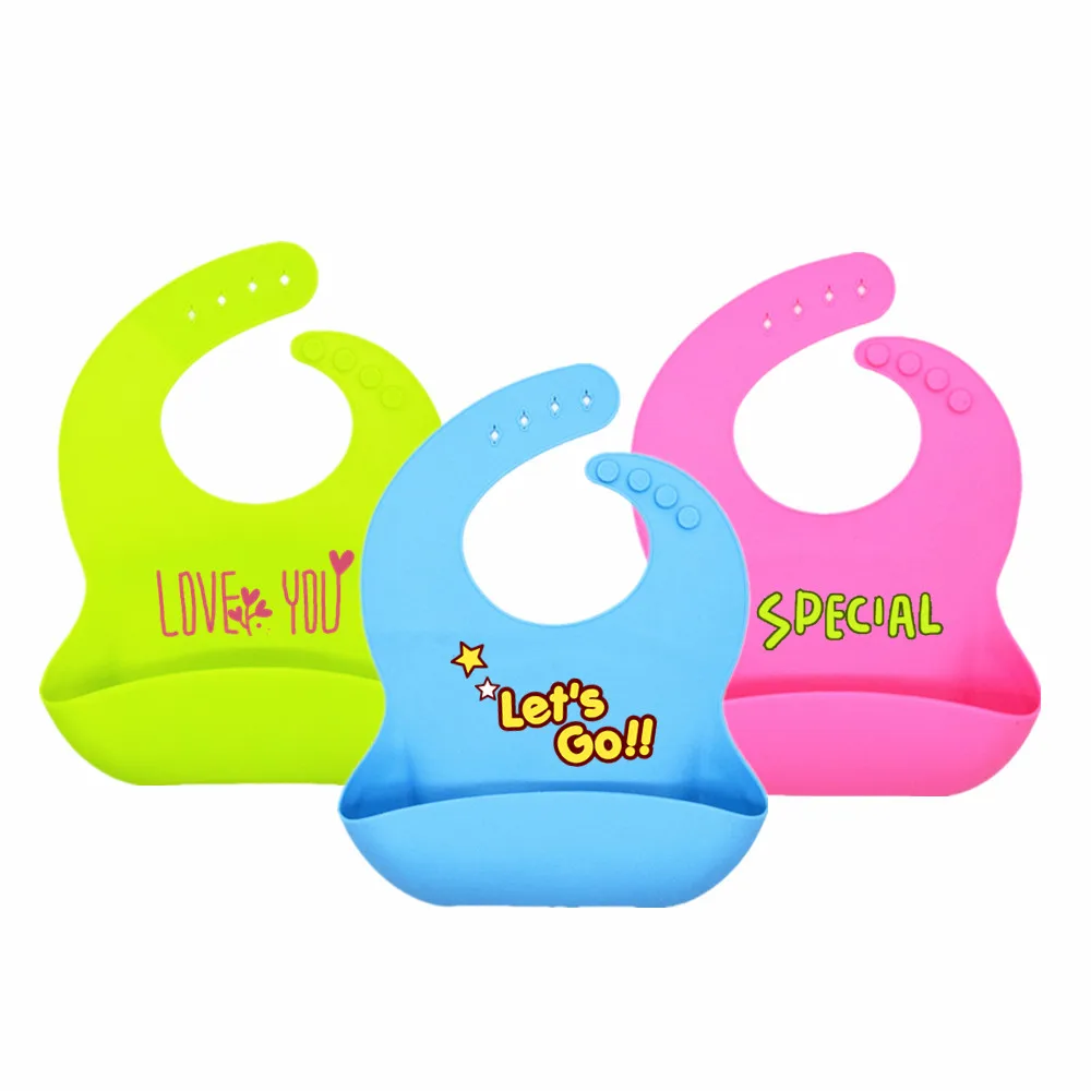 

Custom Comfortable Adjustable Waterproof Silicone Baby Bib for Restaurant, Blue;red;green;custom color