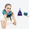 Drawstring Bag Orthopedic Cervical Neck Roll Pillow Premium Car Custom Logo Neck Support Rest Travel Pillow Set Memory Foam