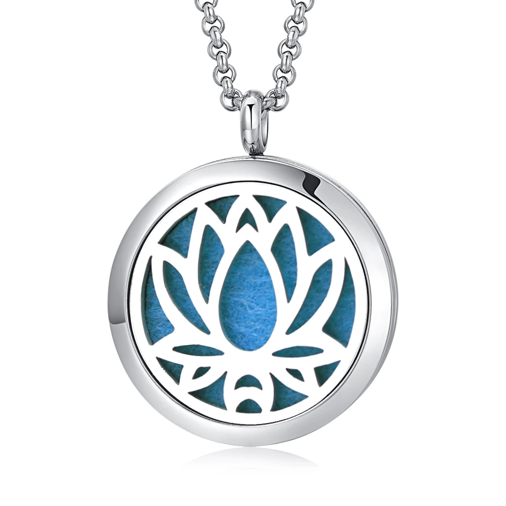 

Classic Aroma Essential oil jewelry 316L stainless steel perfume diffuser pendant with free chain locket necklacePJP005, Silver