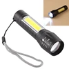 A2 USB Charging Waterproof Zoomable XPE COB Flashlight with 3-Modes & Storage Box
