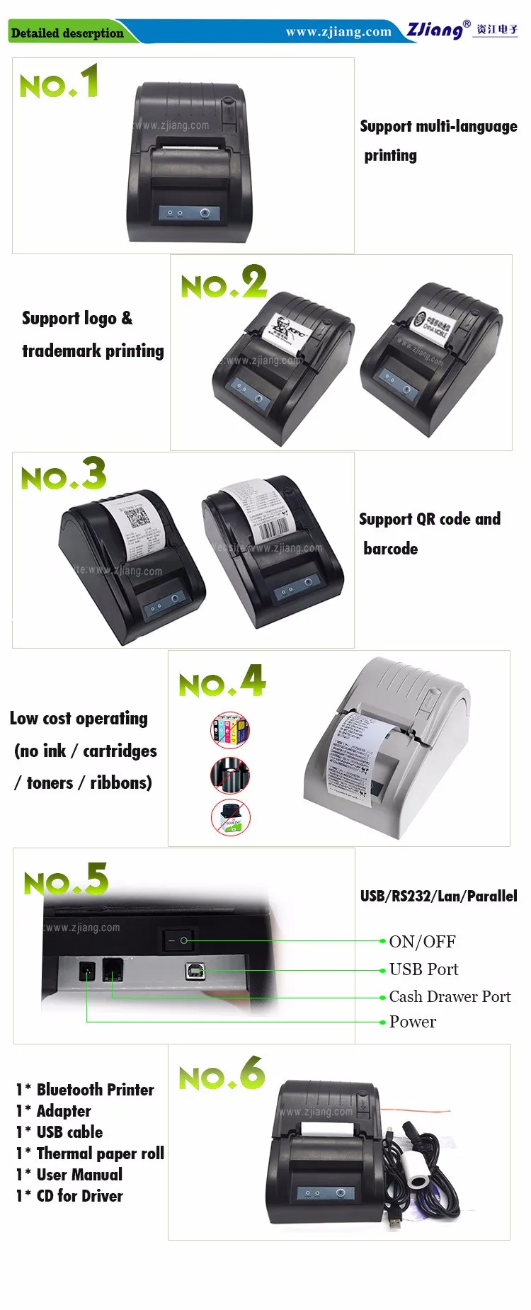 Yongli Usb Pos Thermal Receipt Printer 58mm Xyl 5890h Black Jakartanotebook Com