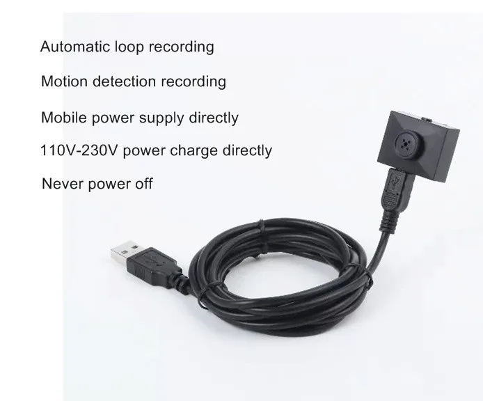 QZT HD 1080P SPY Button Camera MINI DV Hidden Camera Video Recorder Camcorder Loop Recording With Adapter Power Supply Directly