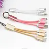 3 in 1 micro USB keychain braided charging cable for iphone samsung android