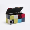 Fabric Patchwork Storage Fabric Upholstered Ottoman, Ottoman Storage Stool, Big Ottoman Stool