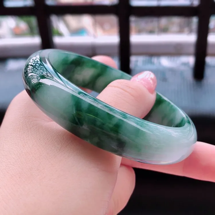 

YQ114 natural emerald Gemstone Cuff jadeite jade Bangle and bracelet jewellery, White