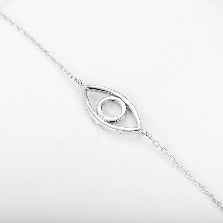 Latest Eye Design 925 Sterling Silver Hand Chain Bracelet For Girls