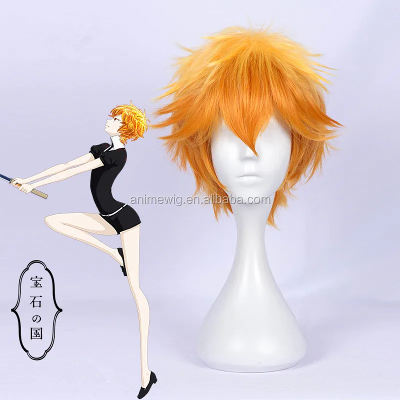 

Land of the Lustrous Zircon Wig Cosplay 30cm Short Orange Mixed Perrque Cosplay Synthetic Anime Cosplay Hair Wig