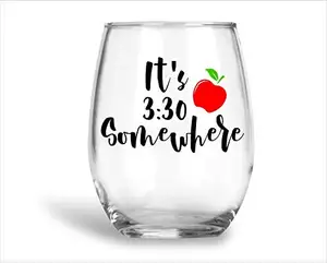 Hand painted and decal Stemless Wine Glasses