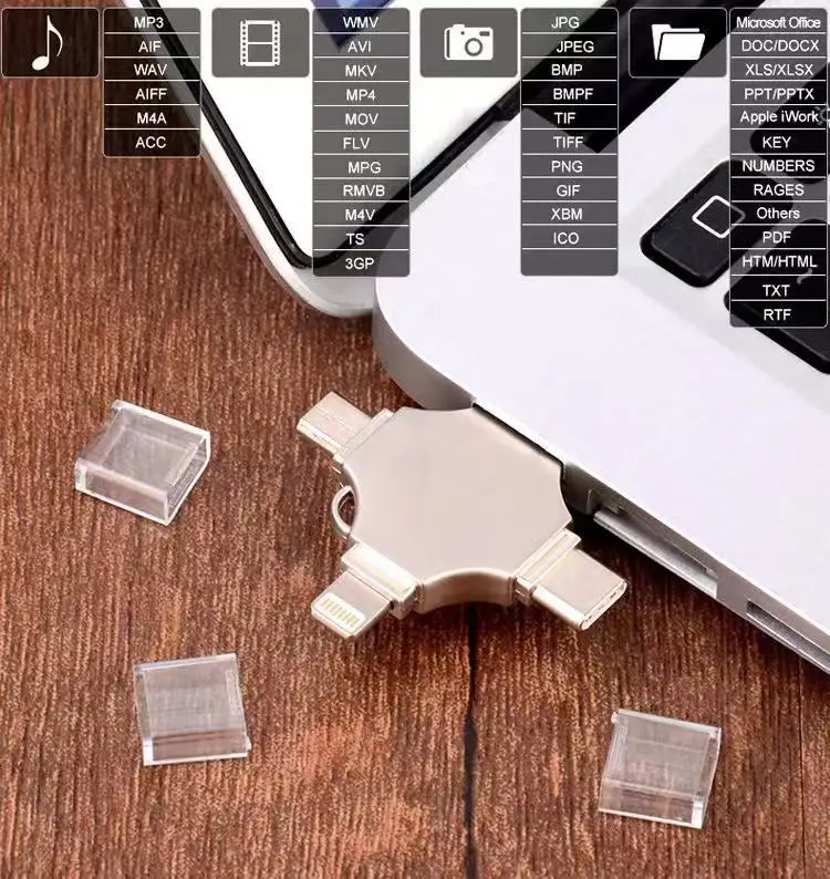 4 in 1 multi-function flash drive 3.0 for Type-C /Lightning/ Micro USB with customized logo - ANKUX.COM
