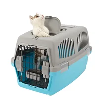 

Wholesale Portable Outdoor Cat Cage For Air Transport Plastic Pet Carrier With Bowl