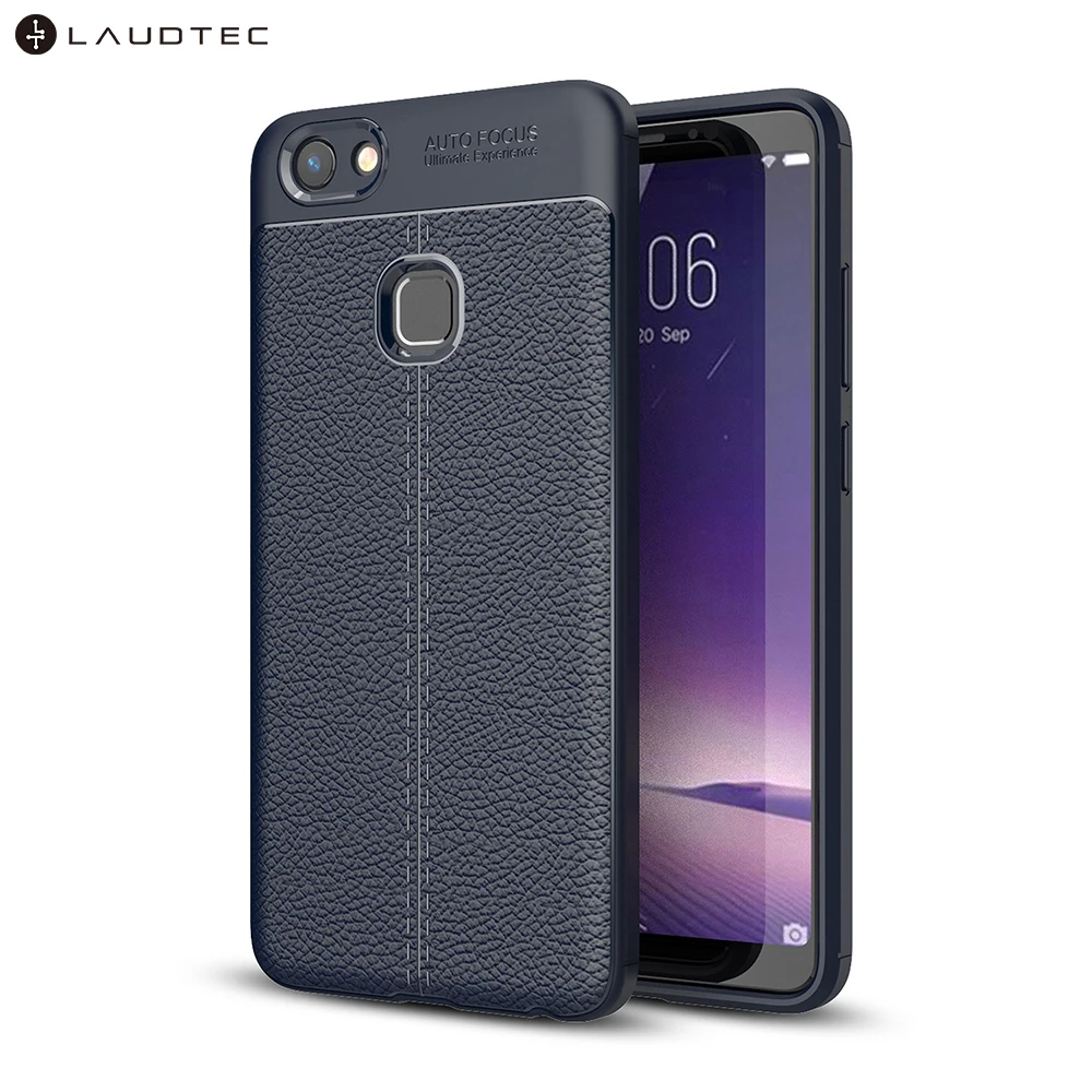 

Premium Litchi Leather Pattern TPU Back Cover Case For Vivo V7 Plus