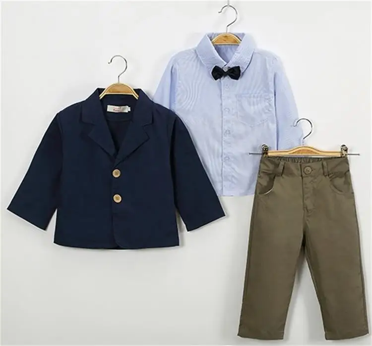 

3 Pieces Kids Clothes Gentleman Suits Clothing Set Boys Coat Shirt Pants Set, As picture