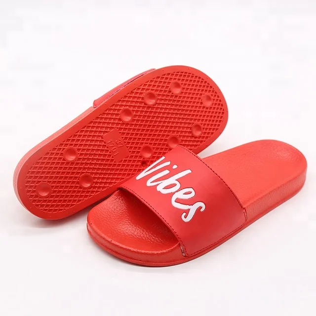 

Red Custom Printed Logo Ladies Sliders Slippers