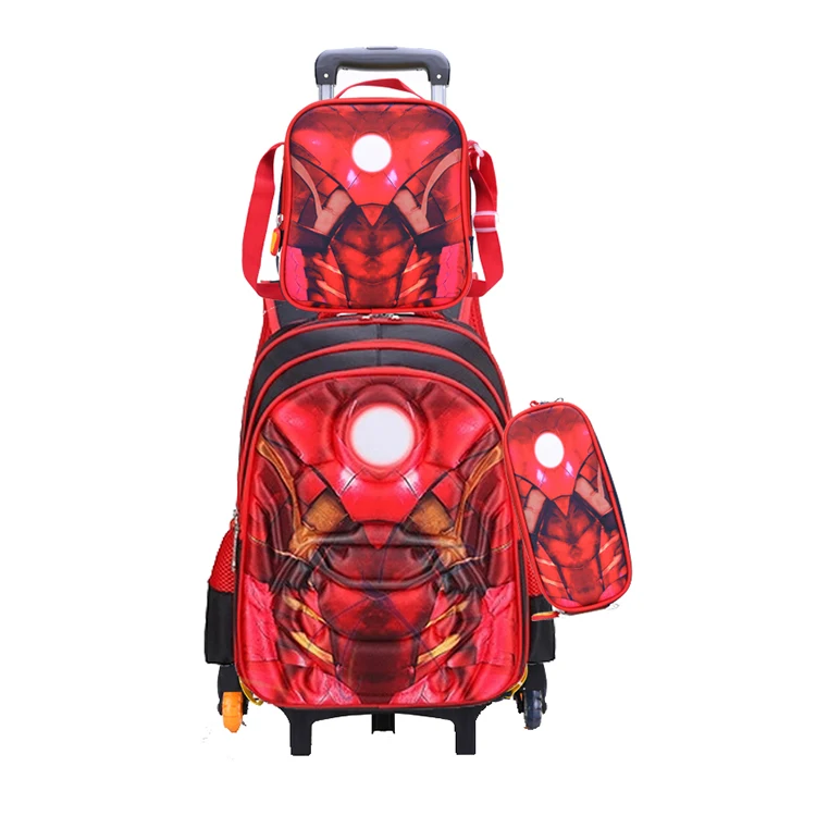 

2019 trending Hot selling 6 wheel Kids Trolley school bag set, As picture