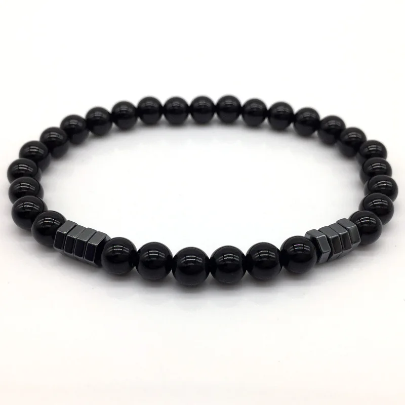 

2019 New Fashion Geometric Beaded Men Bracelets Simple Classic Stone Bead Charm Bracelets For Men, Black,champagne