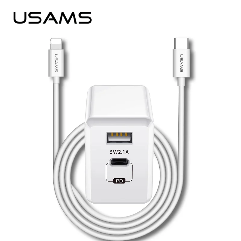 USAMS PD Fast Charging Charger USB Type C Output Universal Phone Charger for iPhone