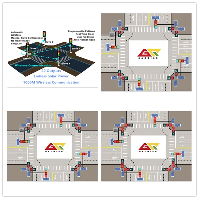 
200mm Solar Powered Wireless Traffic Light Controller System 